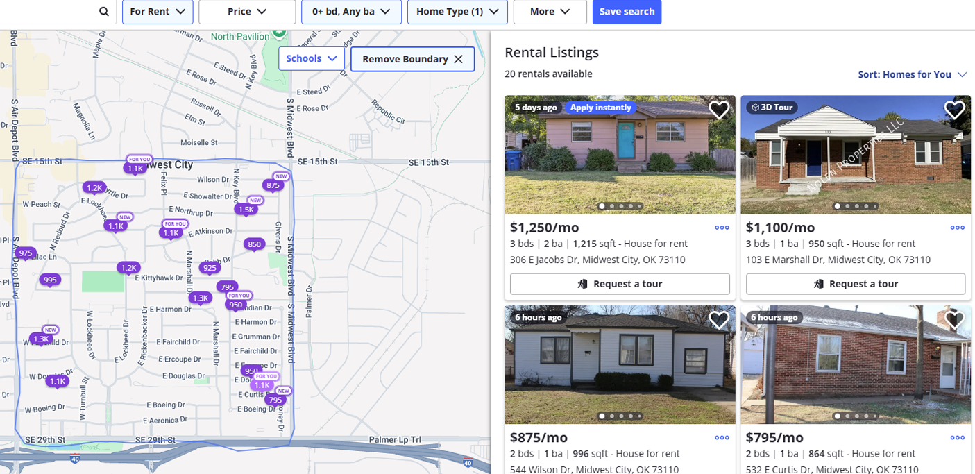 Picture of zillow, being used to establish rental comps.